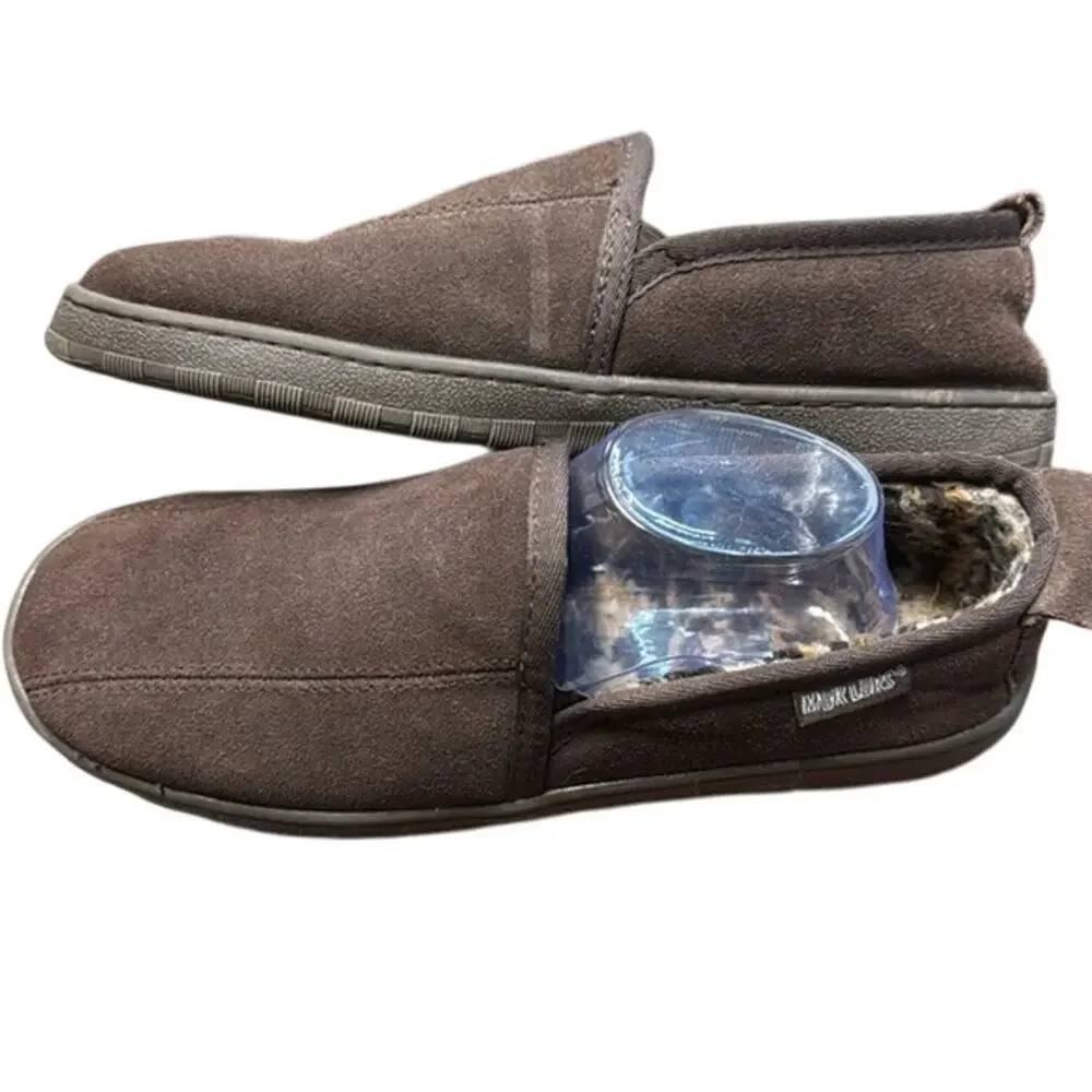 Men's Brown Muk Luks‎ Suede Slip-On Slippers Size 11